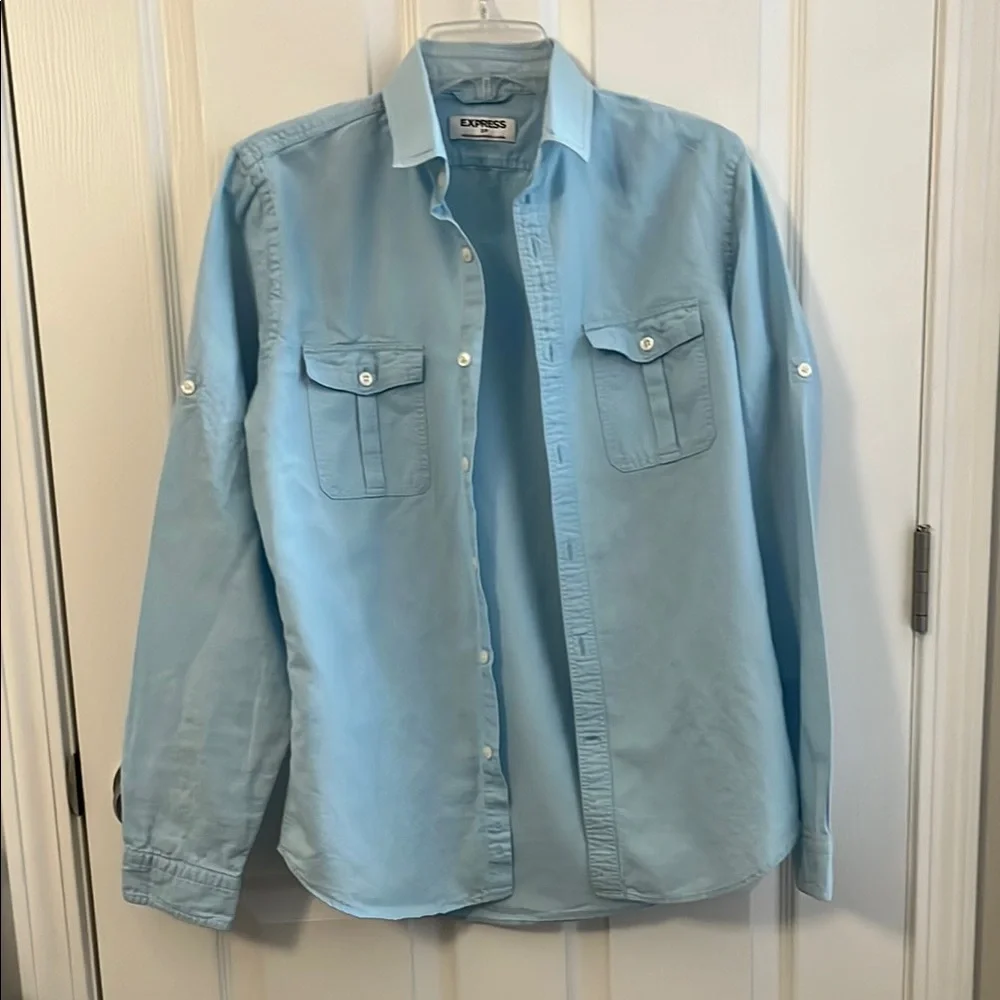 Express Men's  Light Blue Shirt Size Small - Picture 2 of 11